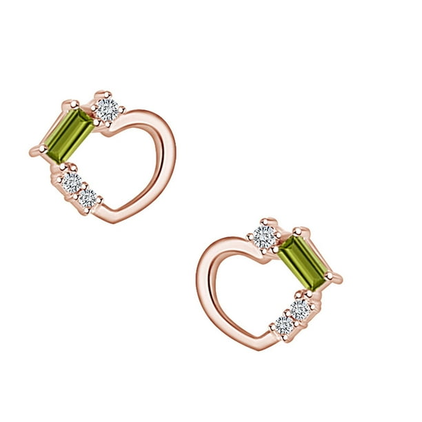 14K Yellow Gold 1.5 Cttw Heart Cut Pale Green Cubic Zirconia Bezel Set Stud Earrings 14K Yellow Gold 1.5 Cttw Heart Cut Pale Green Cubic Zirconia Bezel Set Stud Earrings